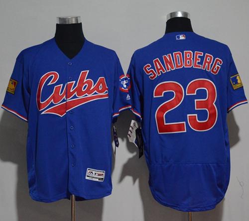 Cubs #23 Ryne Sandberg Blue Flexbase Authentic Collection 1994 Turn Back The Clock Stitched MLB Jersey - Click Image to Close